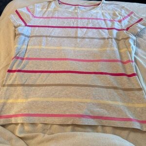 Croft & Barrow Pink and Yellow Striped Tee